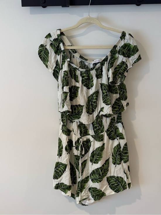 Gilli Pants - Gilli Tropical Palm Leaf Print Off the Shoulder Romper